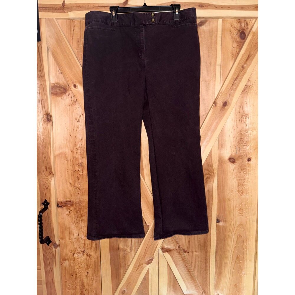 Y2K George Mark Eisen Women 18 Dark Brown Corduroy Twill Trousers Low Rise Pants
